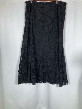 CATO Black Sheer Textured Floral Lace Maxi (matching top listed too) 14/16 EUC